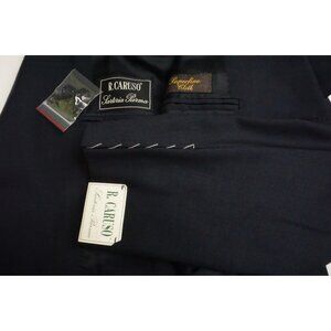 Raffaele Caruso Blue Plaid Superfine Cloth Wool 2 Pc Suit Jacket Pant 44R NEW